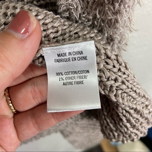 Theory Women's Tan Sleeveless Open Front Draped Cotton Knit Cardigan, M - Picture 5 of 7